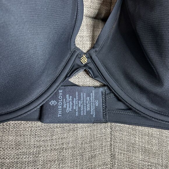 Third Love 24/7 Classic Uplift Plunge Bra Black Color Size 42C NWT - Picture 2 of 8